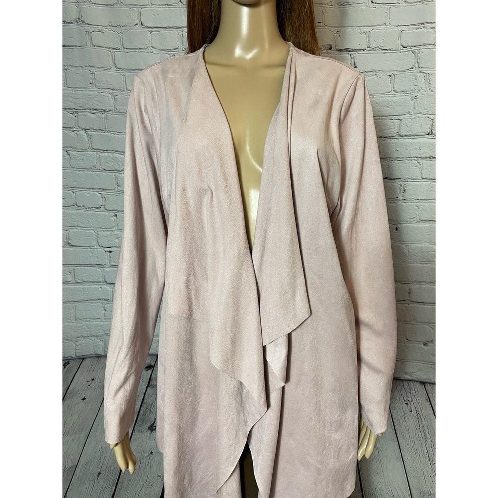 Soft Surroundings Faux Suede Ultra Soft Pink Waterfall Cardigan Size M - Picture 4 of 12